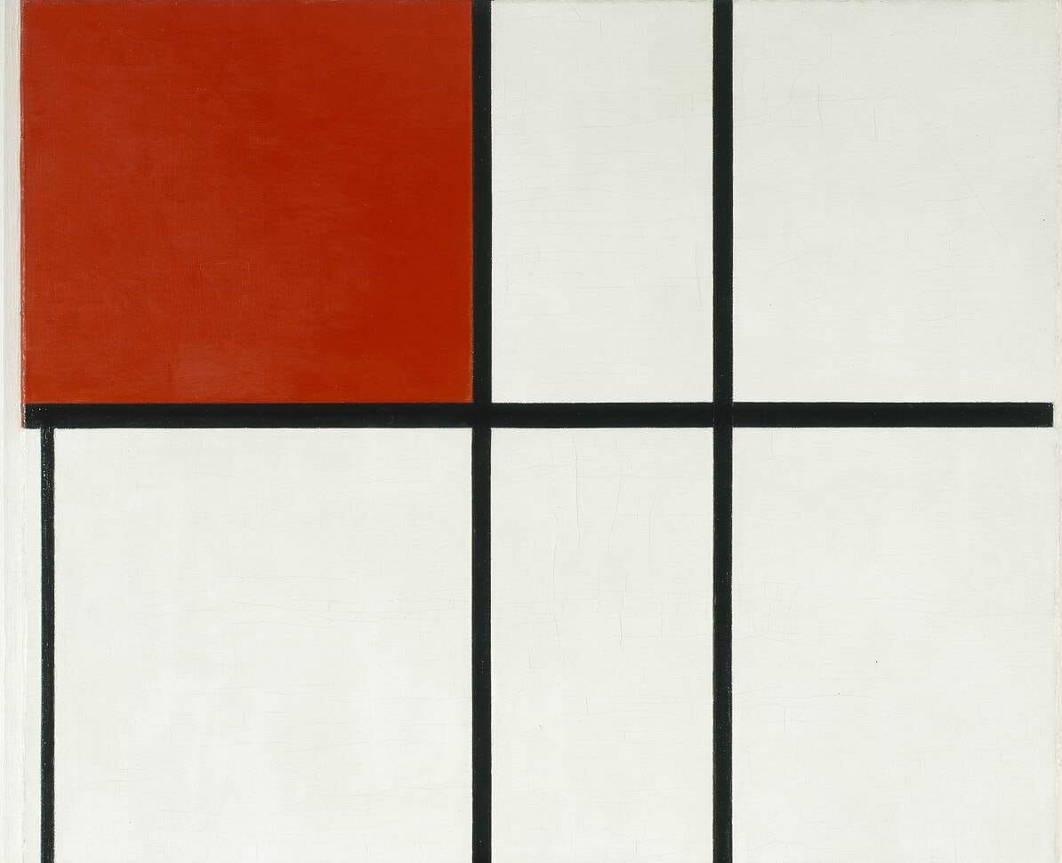 Mondrian Composition of Red and White