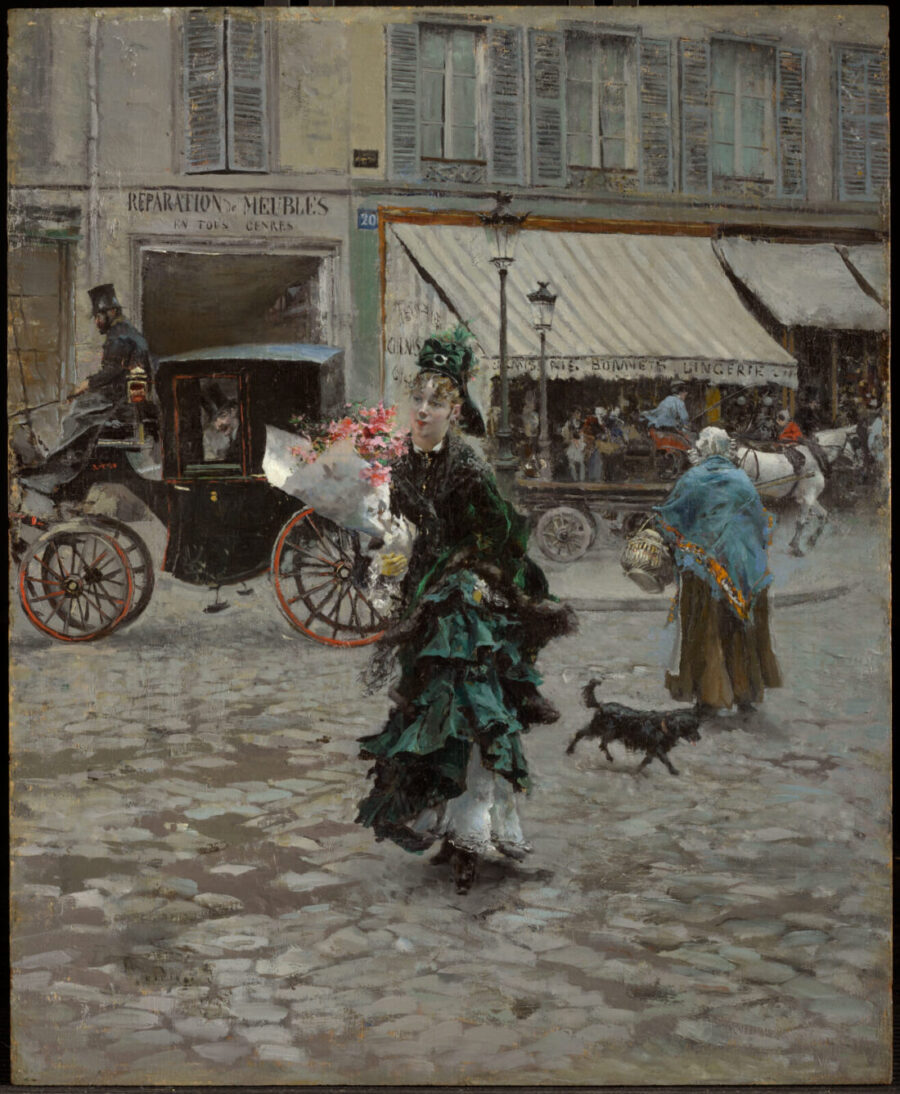 Crossing the street by Giovanni Boldini.